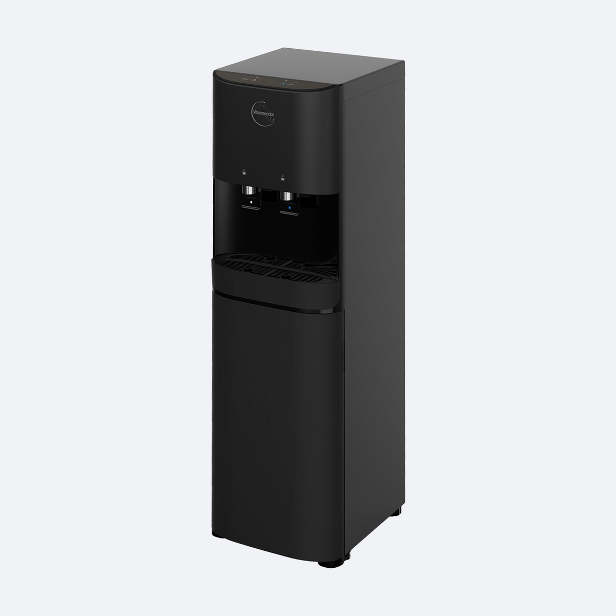 Waterworks D25 Point-of-Use Water Cooler Dispenser in black, cold and room temperature taps