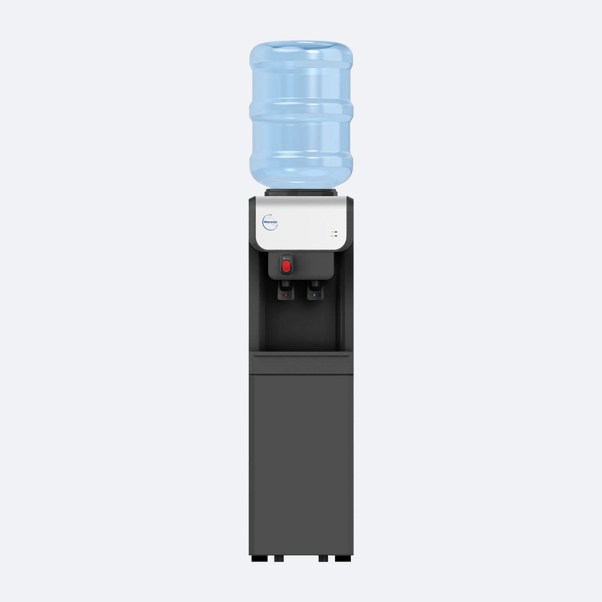 Waterworks B19 Bottled Water Cooler Dispenser in black, hot and cold taps