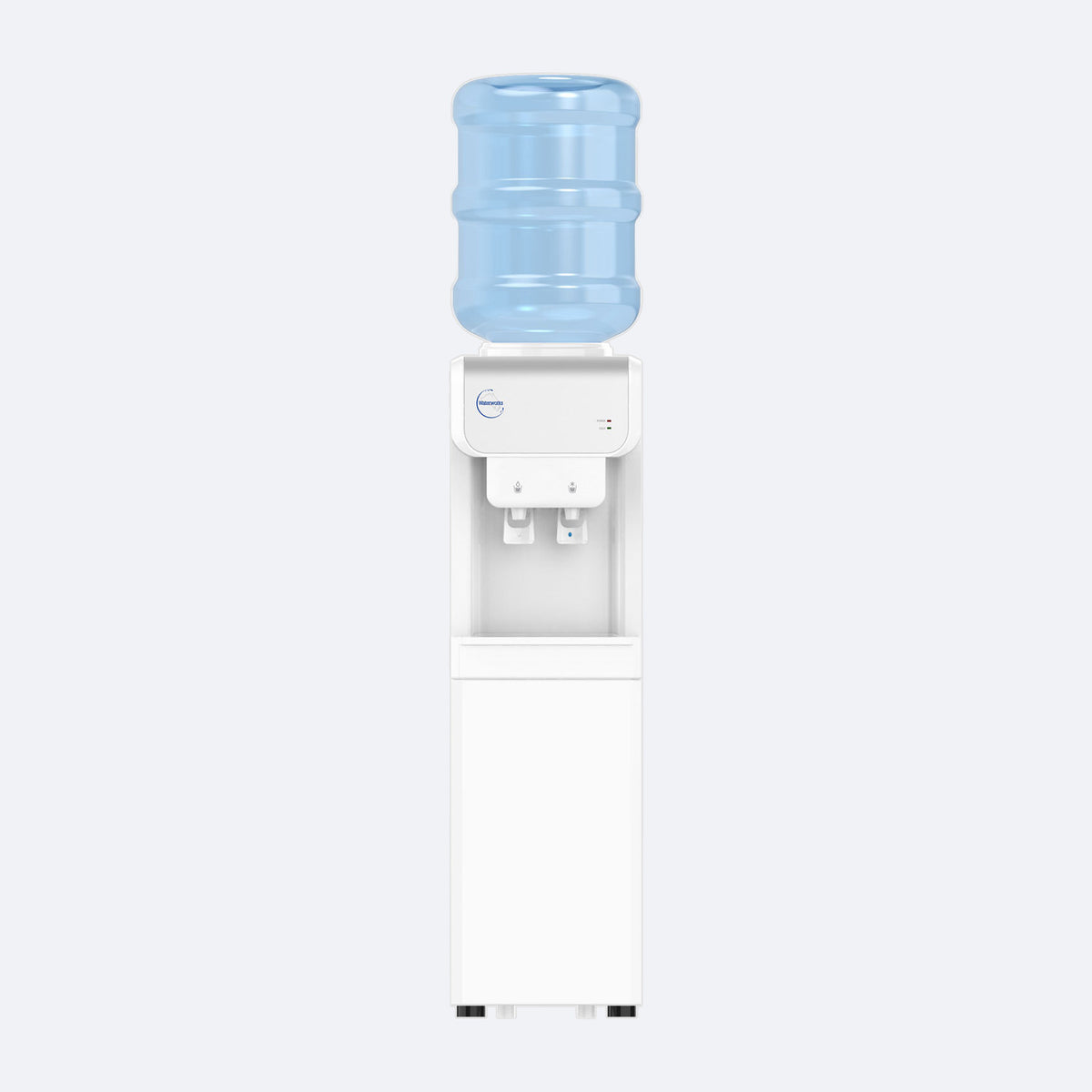 Waterworks B19 Bottled Water Cooler Dispenser in white, cold and room temperature taps