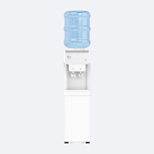 Waterworks B19 Bottled Water Cooler Dispenser in white, cold and room temperature taps