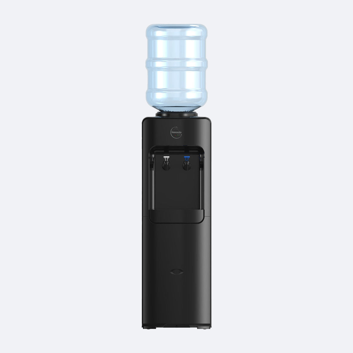 Waterworks B26 Bottled Water Cooler Dispenser in black, cold and room temperature taps