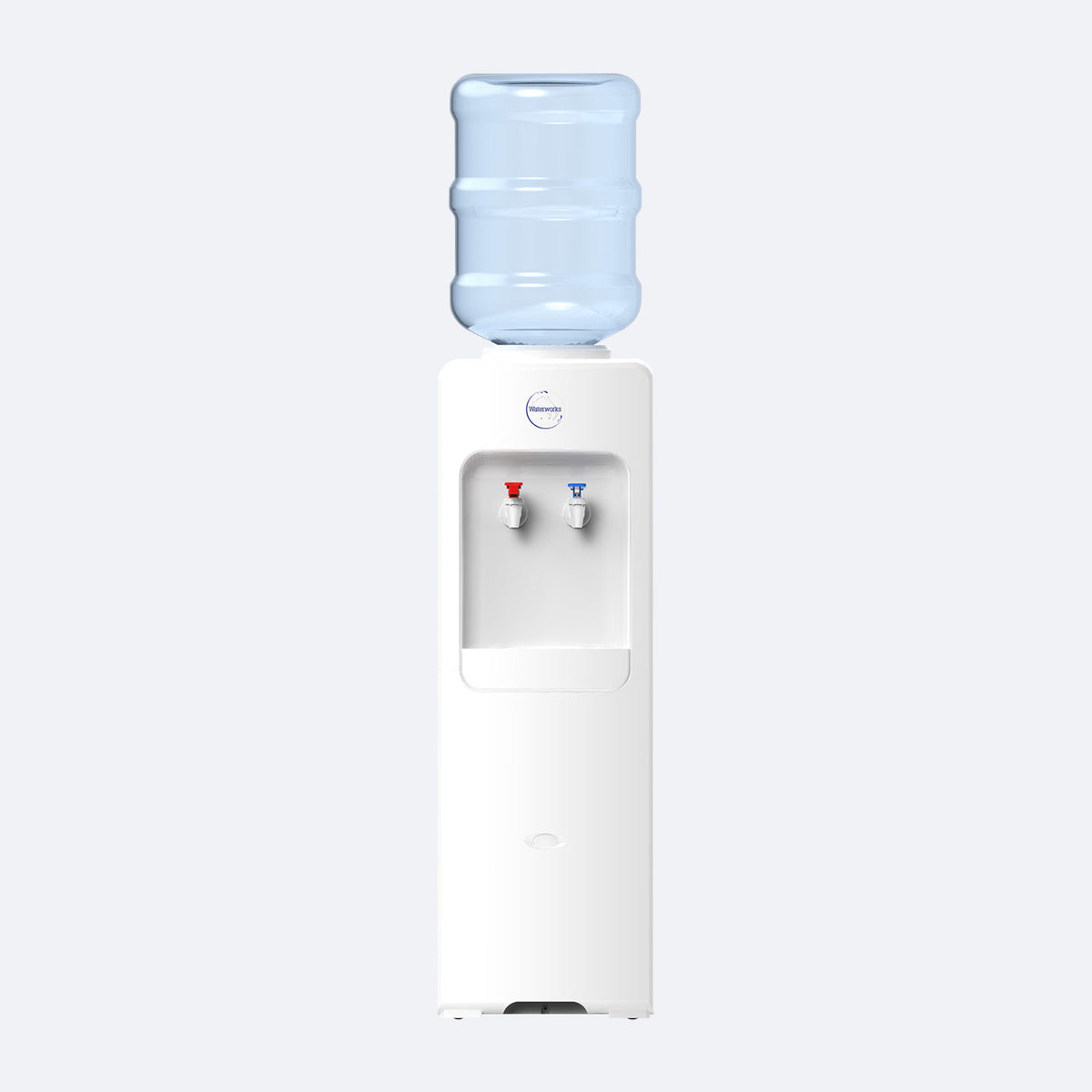 Waterworks B26 Bottled Water Cooler Dispenser in white, hot and cold taps
