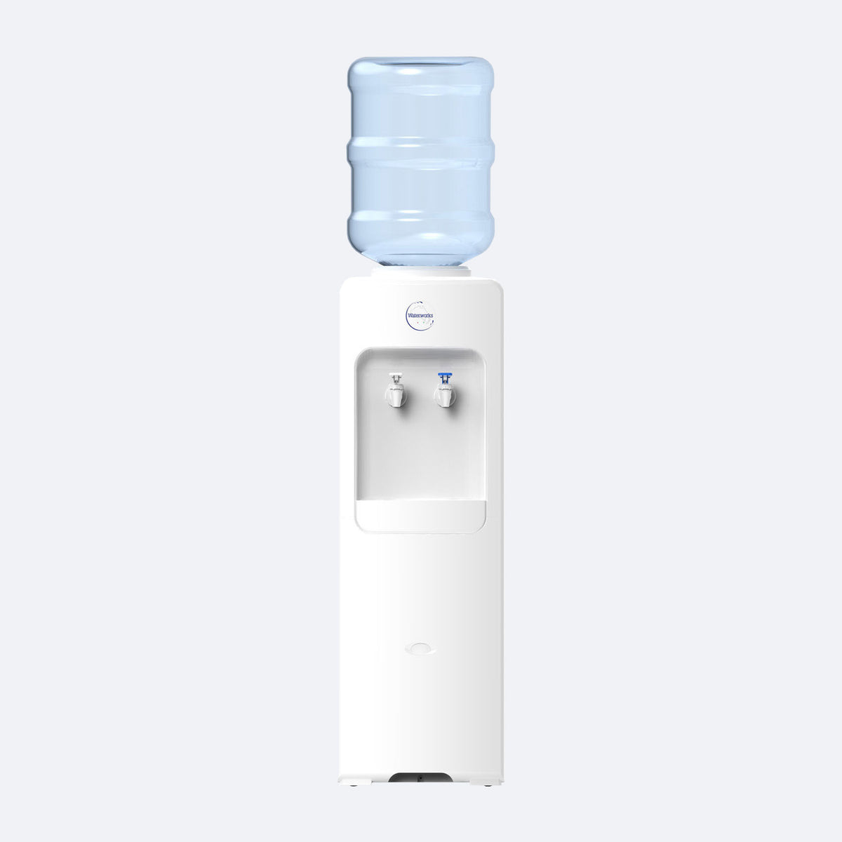Waterworks B26 Bottled Water Cooler Dispenser in white, cold and room temperature taps