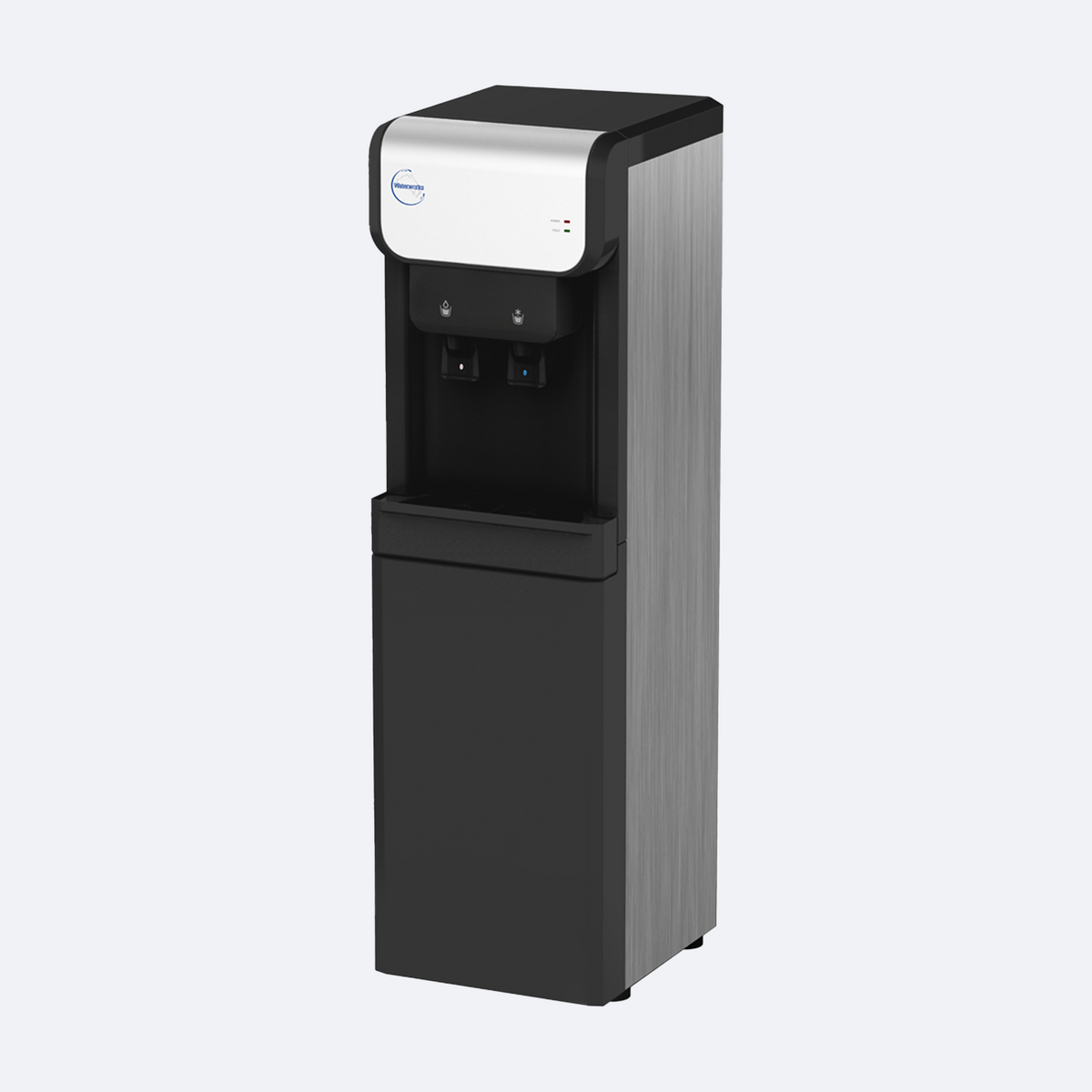 Waterworks D19 Point-of-Use Water Cooler Dispenser in black, cold and room temperature taps
