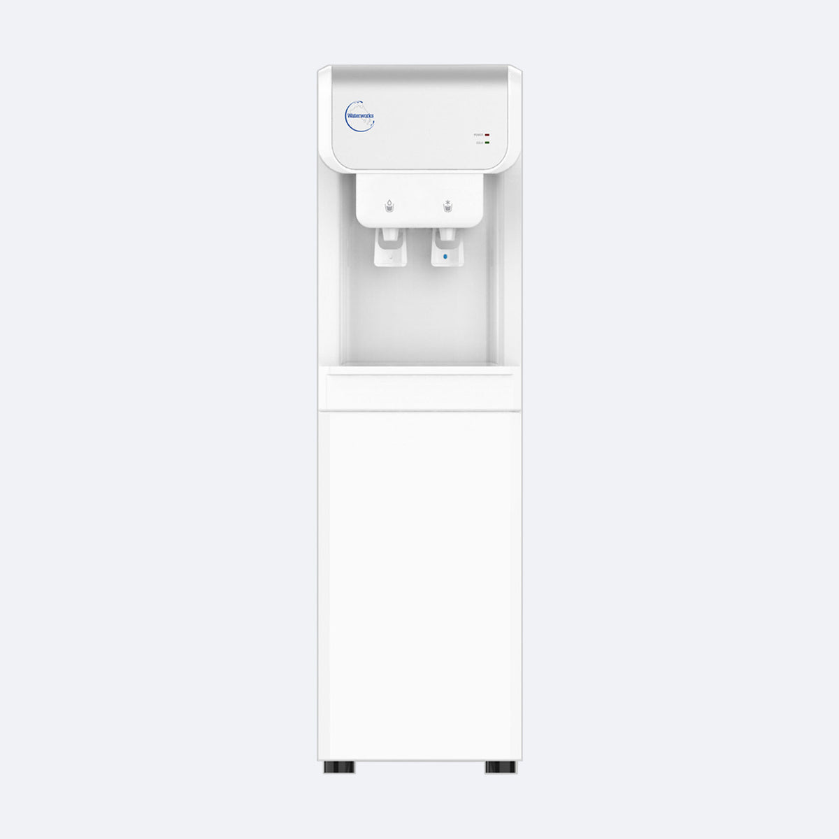 Waterworks D19 Point-of-Use Water Cooler Dispenser in white, cold and room temperature taps