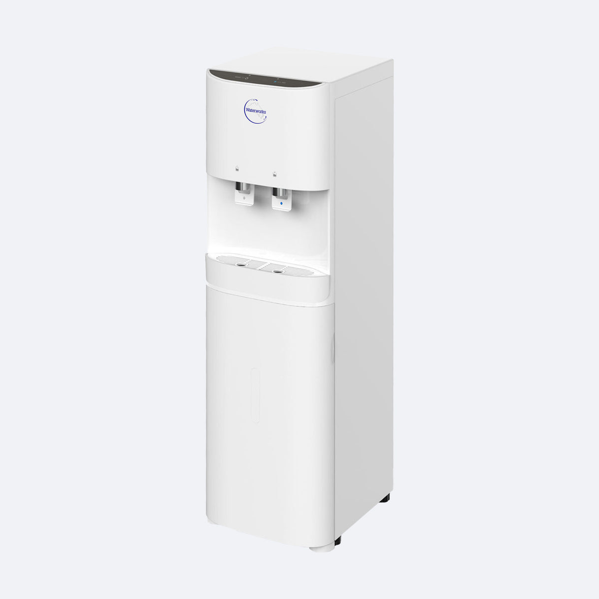 Waterworks D25 Point-of-Use Water Cooler Dispenser in white, cold and room temperature taps