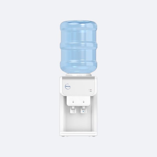 Waterworks SB19 Bench Top Bottled Water Cooler Dispenser in white, cold and room temperature taps