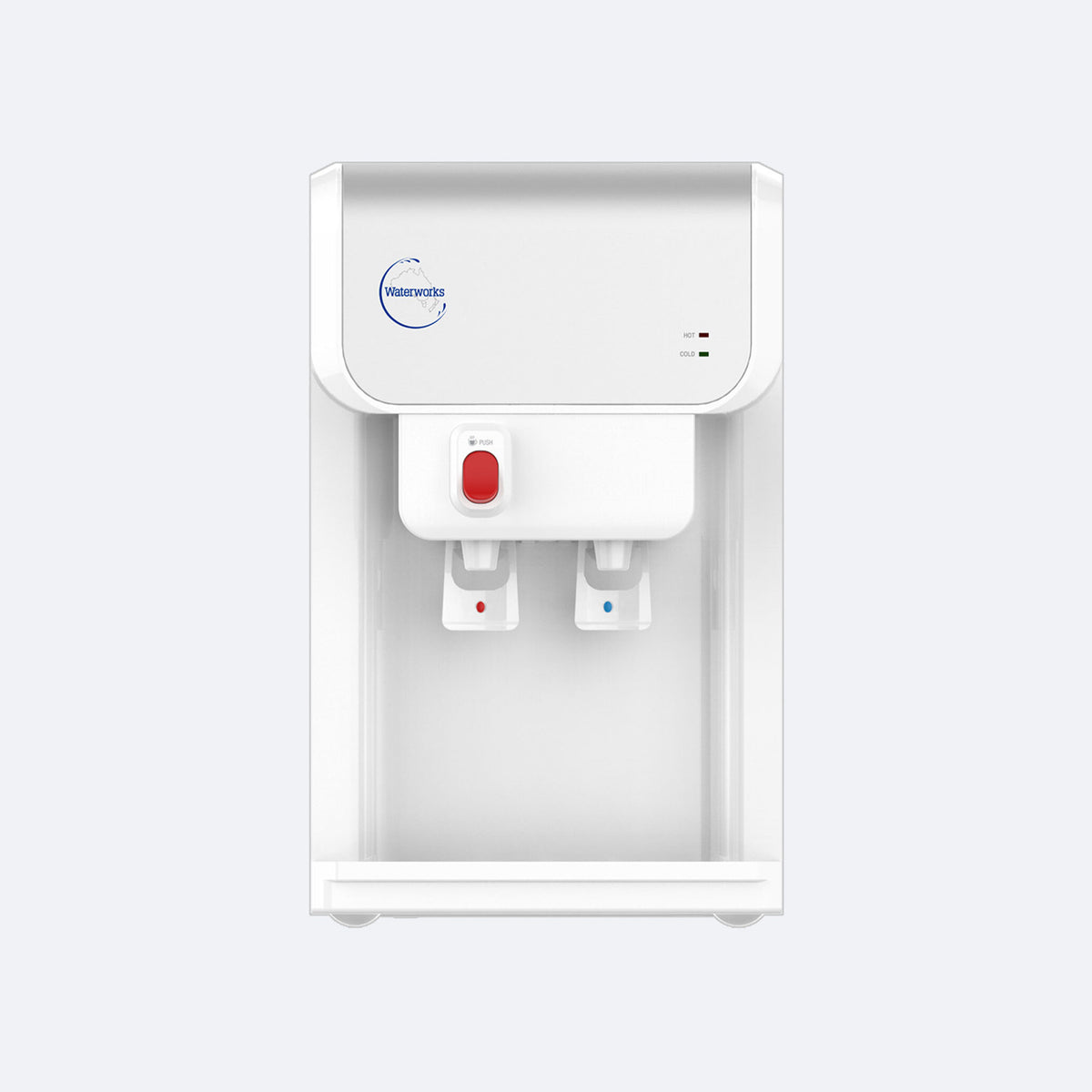 Waterworks SD19 Point-of-Use Water Cooler Dispenser in white, hot and cold taps